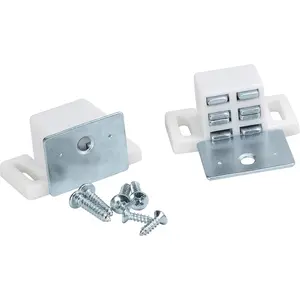 Hardware Heavy Duty 15 lb High Rise Cabinet  Catch, White/Nickel Cabinet Door  (2, White, Nickel)