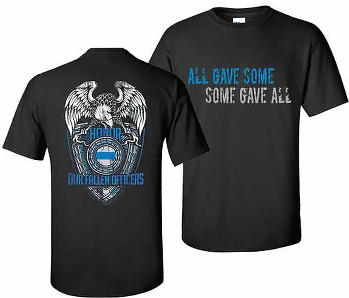 Honor Our Fallen Officers T-Shirt – Police Memorial Graphic Tee, Thin Blue Line Eagle Badge Design, Soft Cotton Blend Shirt, Tribute Apparel for Men & Women