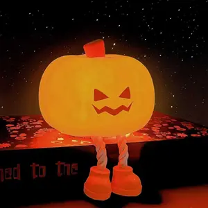 Pumpkin Night Light Silicone Rechargeable Bedside Touch Lamp Dimmable Nursery Nightlight Cute LED Lamp for Halloween Decor and Office Desk