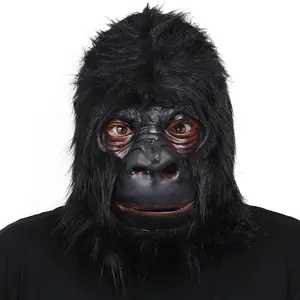 Gorilla Mask Adult Black Monkey Head Mask Funny Animal Latex Mask Ape Costume for Halloween Carnival Party Prop