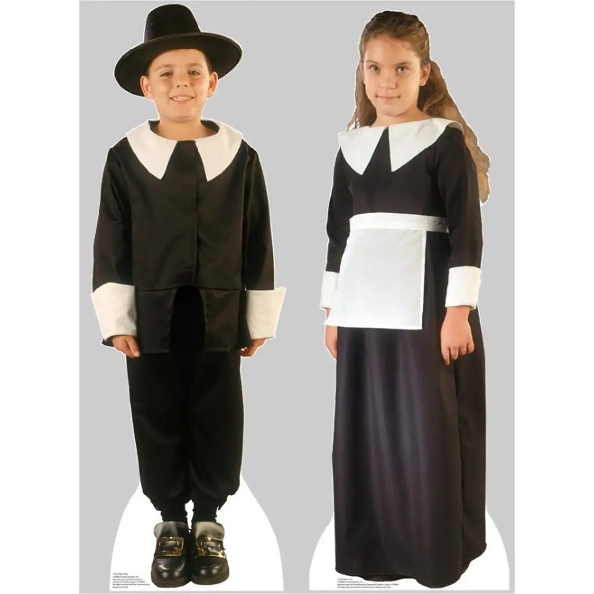 Advanced Graphics 133 Life-Sized Pilgrim Boy and Pilgrim Girl Cardboard Stand-Up Set - Home Decor for Room, Living Room, Room Decor