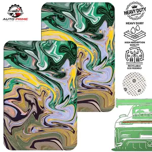 2PCS Black & Neon Green Spiral Car Floor Mats – Universal Fit Waterproof Non-Slip Heavy Duty Auto Liners, Abstract Swirl Racing Style Interior Protection for Car SUV Truck, Easy Clean Car Accessories Gift