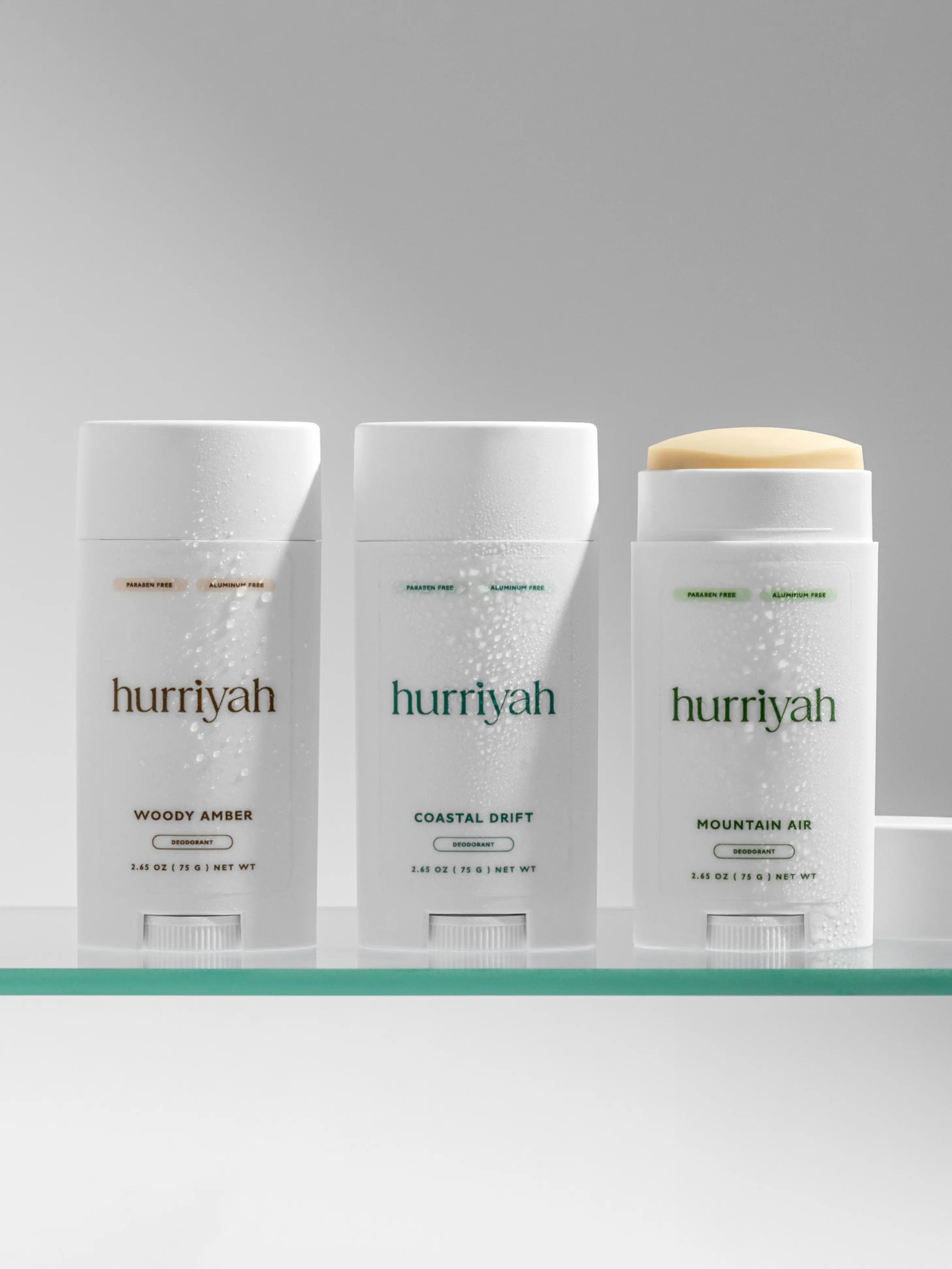 Natural Deodorant Set (3-Pack), All 3 Scents | Aluminum-Free, No Baking-Soda Burn + Arrowroot Dry Finish | Probiotic + Hyaluronic Acid | Woody Amber, Mountain Air & Coastal Drift, 2.65 oz Each