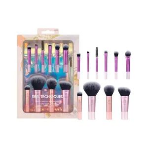 Real Techniques 11 Piece Travel Fantasy Mini Brush Set Travel Size Makeup Brushes For Foundation Eyeshadow Powder Blush Contour & Concealer Makeup Bag Included Gift Set Cruelty-Free Oval Brush