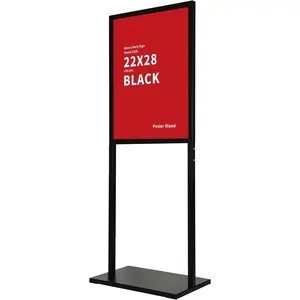 Sign holder floor stand, heavy Duty Pedestal poster banner stand for display,22x28 inch slide-in double sided poster sign holder floor standing for board Display (Black, 22x28)