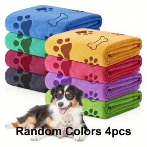 4pcs Pet Bath Towels, 23*39in, Soft Absorbent Microfiber Pet Towel, Animal Print Design Paws, Quick-Dry Soft Absorbent No Shedding, Suitable for Cats Dogs and Other Pets