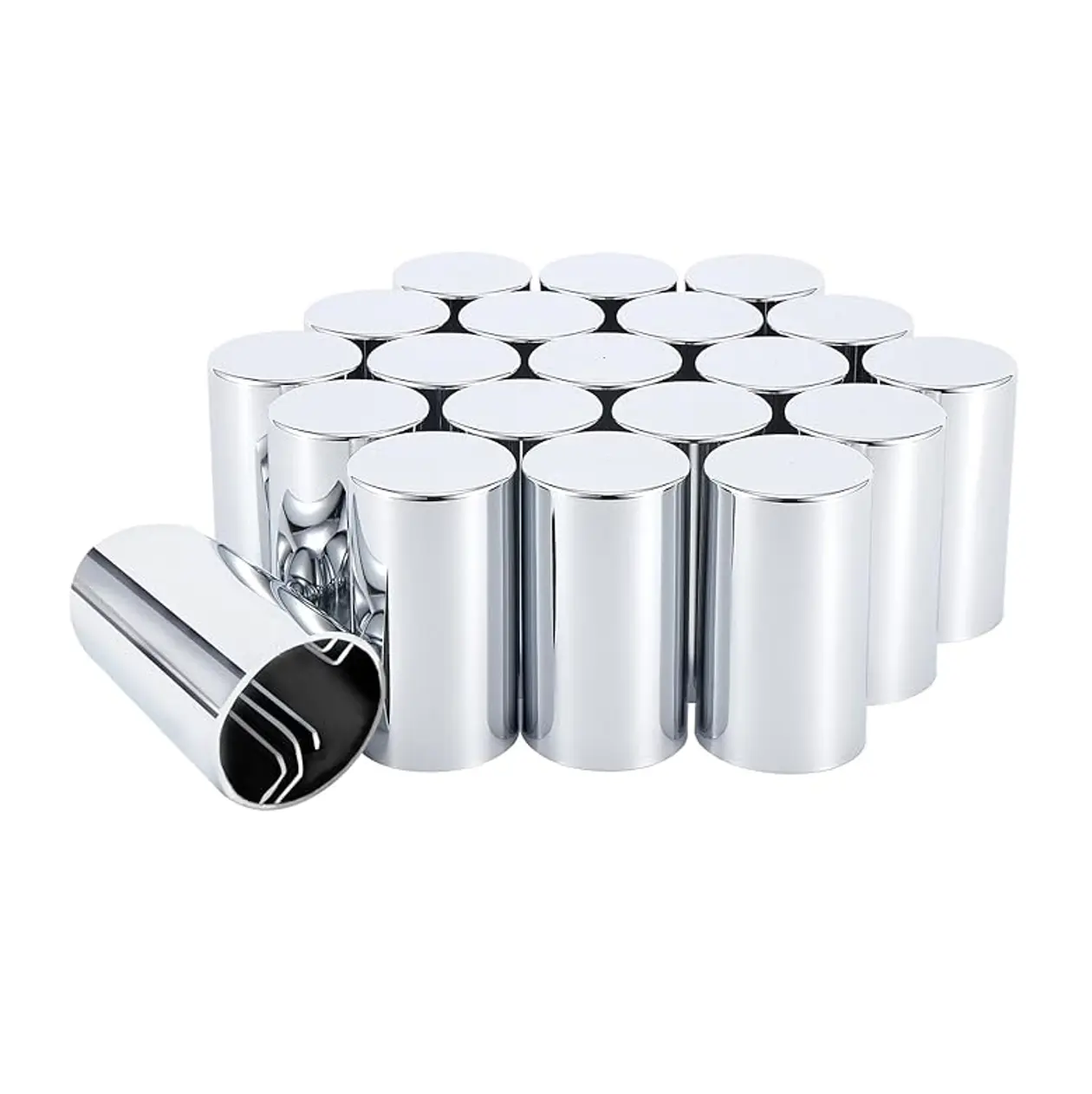 ABS Chrome Plastic Cylinder Push-On Lug Nut Covers, 33mm x 3-1/2", Anti-Rust Lug Nut Cover Caps for Semi Trucks Trailers