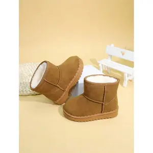 Kids Snow Boots Winter Warm Thickened Flat Ankle Boots with Fleece for Girls Boys