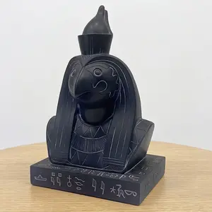 Ancient Egyptian Horus Falcon God Bust - Black Resin Pharaoh Horus Statue with Hieroglyphic Base | Mythological Sky God Sculpture for Executive Office, Library, Study | Premium Egyptian Protector Collectible Gift