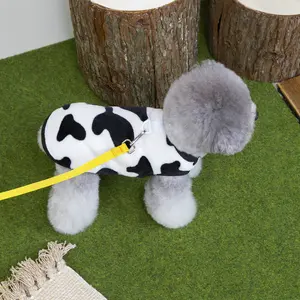 Cow Pattern Pet Fleece Jacket for Small & Medium Dogs Cats Thickened Warm Winter Autumn 2025 Puppy Sweatshirt Vest Cozy Fit Versatile Apparel Funny Christmas Sweater Pajamas for Dogs