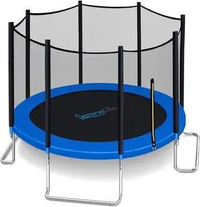 Serenelife 8FT 10FT 12FT 14FT Outdoor Trampoline for Kids and Adults – ASTM Certified Heavy-Duty Backyard Trampoline with Safety Poles, Net Enclosure, and Stable Anti-Rust Frame SereneLife