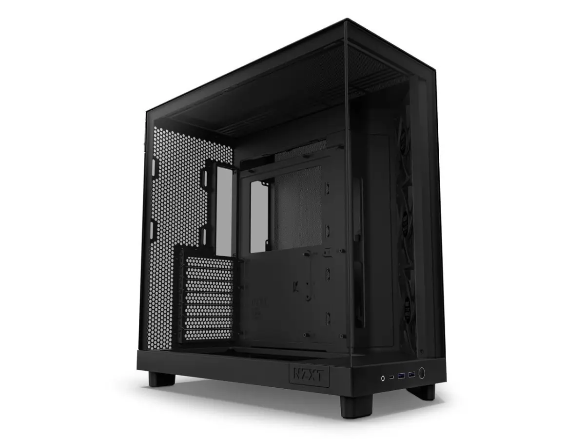 NZXT CC-H61FB-01 H6 Flow ATX Mid-Tower PC Case - Black, Compact Dual-Chamber Design, Enhanced Airflow, Fan Zone, GPU Cooling, Toolless Access, Made for Gaming