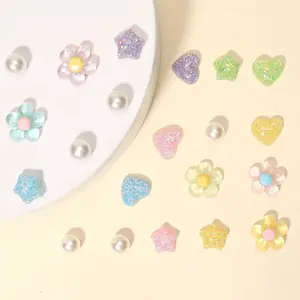 21Pcs Flower & Pearl Shoe Charms Set - Heart & Star Decorative Accessories for Clog Sandals - DIY Shoe Decoration Charms for Girls & Women Gift