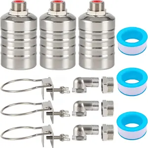 3 Pack Water Float Valve For Water Tank,1/2" to 3/4'' Fully Automatic Water Level Control Float Valve, 304 Stainless Steel Water Trough Float Valve For Water Tank Pool Livestock Troughs Distille
