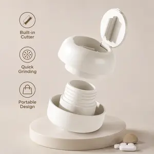 1 Count Pill Cutter and Grinder, Compact Portable Integrated Tablet Cutting and Grinding Tool for Daily Home and Travel Use