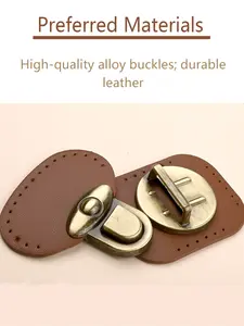 Metal and Leather Buckle, DIY Handbag Wallet Sewing Accessories, Craft Bag Leather Lock, Suitable for Bags, Coats, Jackets, Sweaters