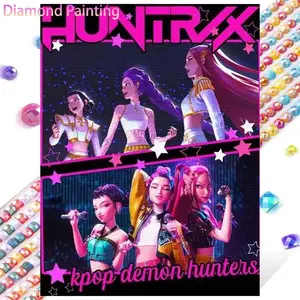 1 DIY diamond painting kit, 5D diamond art set, DIY decoration, girl group concert diamond painting set with full round diamonds, mosaic, diamond art, DIY art home decor, suitable for Christmas.