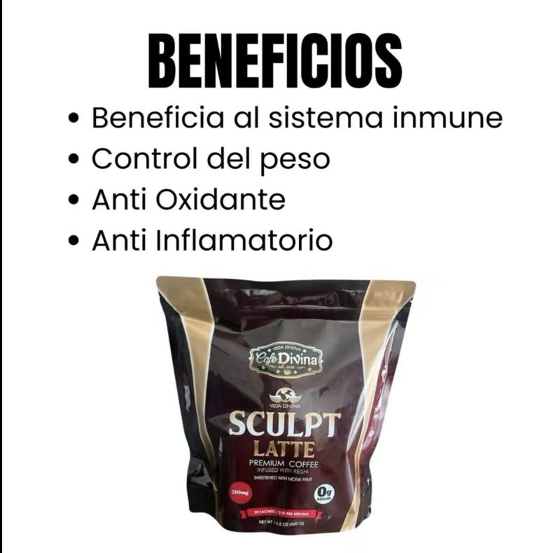 Scuplt Latte Premium Coffee Infused with Reishi 210g Sweetened with Monk Fruit Beverage Perfume No Sugar Added