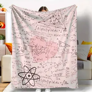Mathematical Formula Flannel Blanket Science Equation Print Design Soft Warm Cozy Lightweight Throw Blanket for Sofa Bedroom Office Study Room Gift for Teachers Students Scientists