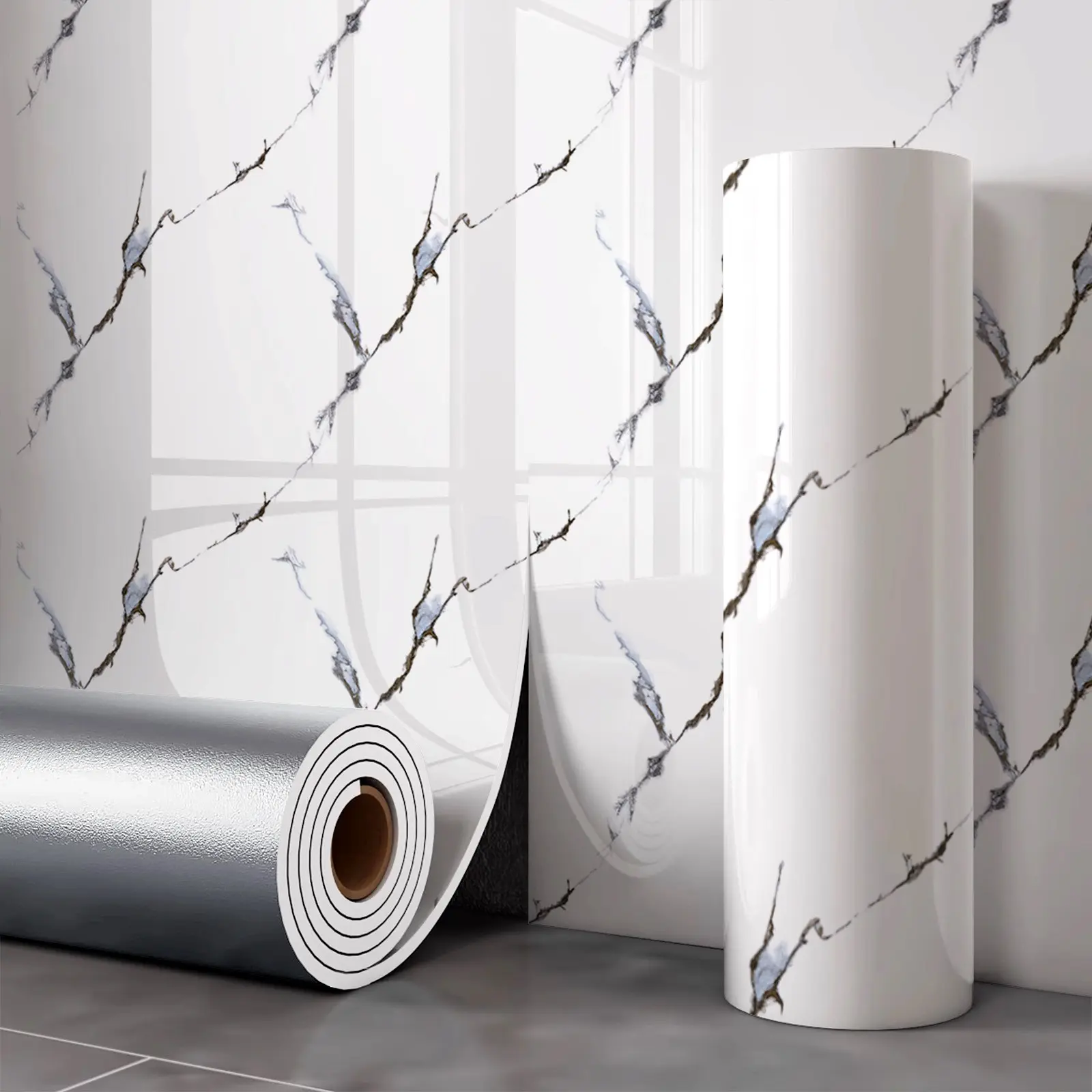 Marble Tile Wall Stickers, Self-Adhesive Waterproof Decorative Wallpaper, Anti-Static Xpe Material, Easy Home Installation, Suitable for Kitchen, Bathroom & Living Room, Peel And Stick Wallpaper For Bathroom, Marble Pattern Wallpaper