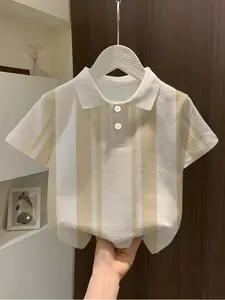 Boys Girls Striped Polo Shirt, Kids Classic Collar Short Sleeve, All Season Wear, Casual Fitted Design, Spring Summer Fall