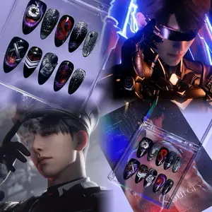 Love and Deep Space Caleb impression Handmade Anime Press on Fake Nail, Glossy Full Cover Removable Press on Nail with Nail File & Jelly Sticker