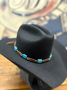 Hat Band - Bone/Horn - Teal Brown