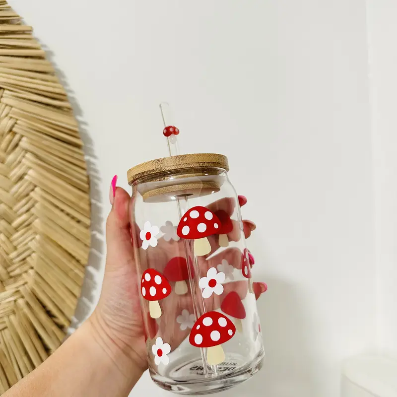 Mushroom Beer Can Coffee Glass