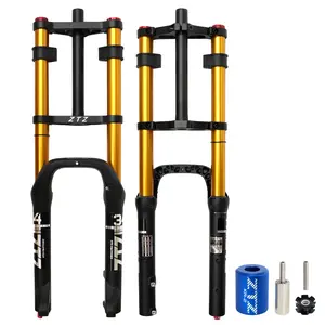 ZTZ 20/26 inch 4.0 Fat Tire Bike Air Suspension Fork with Adjustable Damping - 180mm Travel, 135mm Hub Spacing, QR 9mm, Double Crown Shock Absorber Fork for MTB Fat Snow Beach E-Bike