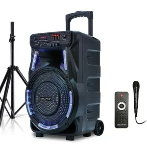 212 MAIN Dolphin Party Speaker - Audio Device with Speaker Stand, Bluetooth Connectivity, Wired & Auxiliary Input, Dual Channel, Wavesync, Built-in Lights, Remote Control, Portable Handle
