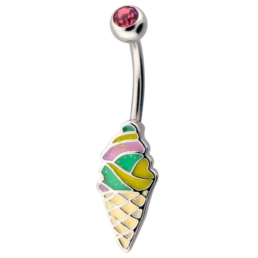 Ice Cream Cone CZ Belly Button Ring