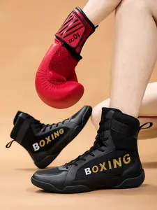 Men's Boxing Training Shoes, Non-slip Wear-resistant Boxing Shoes, Trendy Fashionable Sports Shoes for Boxing & Wrestling Training