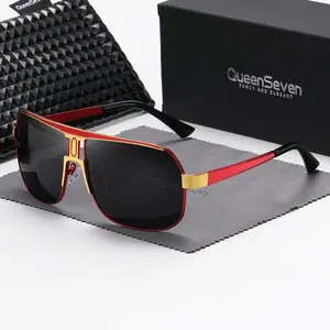QueenSeven unisex polarized alloy square oversized frame sunglasses driving sunglasses UV400