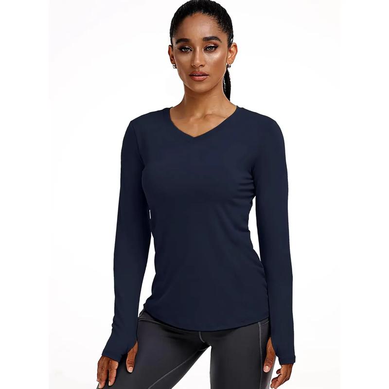Women long Sleeve Shirt for Workout Dry Fit Yoga t Shirts V-Neck