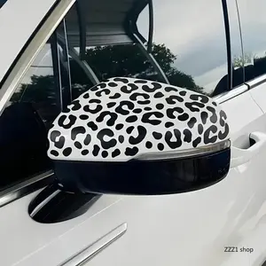 4Pcs Leopard Print Sticker Pack — Wild Cheetah Spot Decals, Waterproof Vinyl Car Mirror & Window Decor, Universal Auto Styling for Women, Easy-to-Apply Scratch Cover Graphics for SUV & Truck