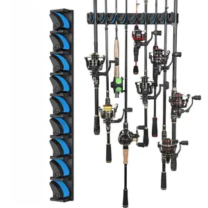 Fishing Rod Rack - Wall, Garage, or Ceiling Mounted Holder for Storing Up to 9 Fishing Poles