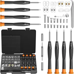 Eyeglass Repairing Kit, Eyeglass Repair Tool Kit including Small Screws, Nose Pads, Tweezer, Cleaning Cloth and Precision Screwdrivers Suitable for Eyeglasses, Sunglasses, and Rimless Glasses