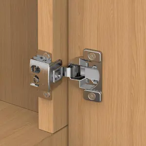 50 Pack 1-1/4" Overlay 3D Soft Close Concealed Hinge,  Frame Door, Small Angle Slow Close, Self Closing  Satin Nickel, 105 Concealed Stainless Steel Hinges for Kitchen Cabinet Door