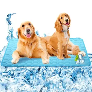 Larleaf Cooling Mat for Dogs and Cats, Soft Quilted Pet Cooling Pad for Summer, Lightweight Reusable Dog Cooling Blanket, Cooling Bed Mat for Crate, Sofa, Floor, Car Travel, Blue Pet Chill Mat