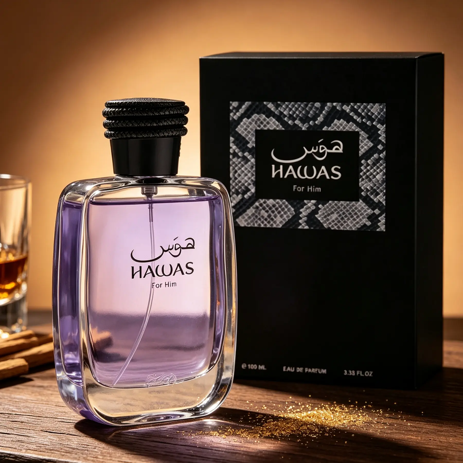 Hawas for Men Eau de Parfum 100ml (3.4 oz) by Rassasi – Men Perfume Fragrance, Long Lasting Aquatic Men’s Perfume