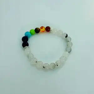 Chakra Beaded Bracelet with Multicolor Beads and Silver Accents for Energy Healing Align Your Chakras with This Beautiful Bracelet
