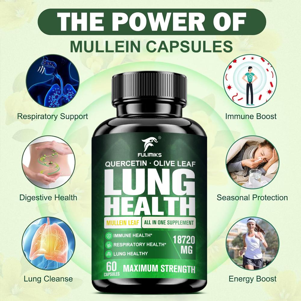 Lung Health - Lung Support Supplement with Mullein Leaf, Butterbur, Quercetin & Bromelain | Lung Cleanse & Detox Formula for Bronchial & Respiratory System Non-GMO