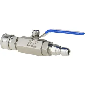 Washer Ball Valve Kit, NPT 3/8 Stainless Steel Shut Off Valve with Long Handle, 3/8 Quick Connect for Power Washer Hose,  ,  Cannon and Wand, 2000 PSI