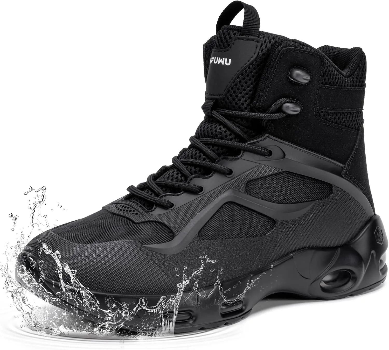 6 Inch Waterproof Motorcycle Boots for Men Women Non Slip Work Combat Boots Side Zip Military Tactical Work Boots Durable Hiking Walking Outdoor Shoes