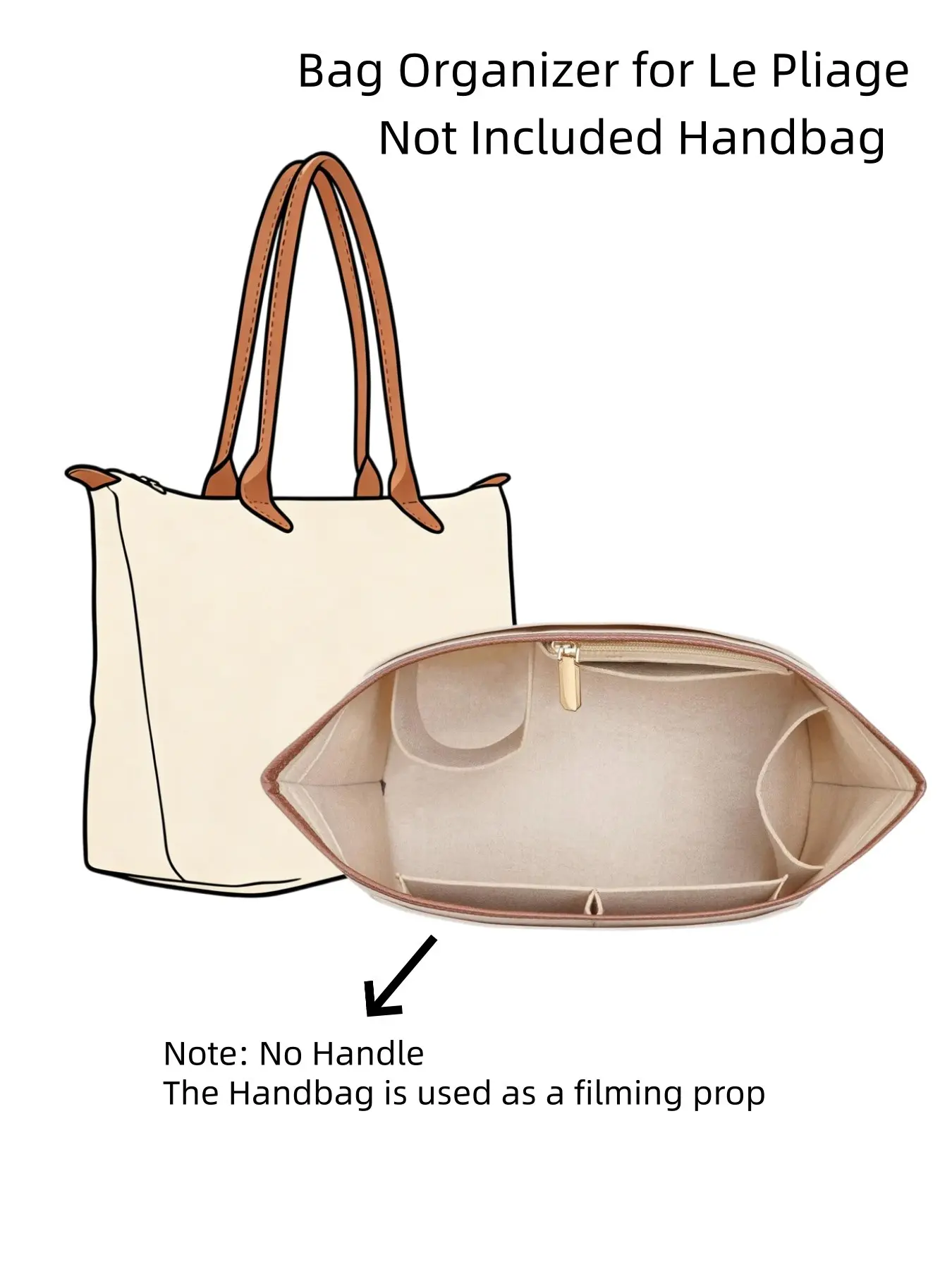 2026 Spring & Summer Felt Storage Bag, Travel Storage Pouch for Luxury Bags, Purse Organizer Insert for Le Pliage L Bag, Bag Insert with Leather Edge, Bag Organizer Insert with Cup Holder for Handbag & Tote Bag, Travel Organizers, Purse Organization