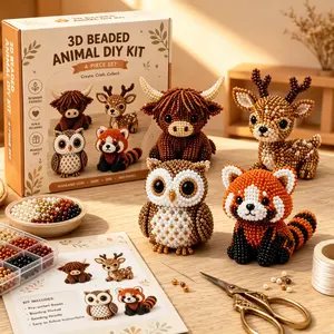 Petite 3D Beaded Animal Craft Kit -3D Bead Animal Making Kit for Beginners   DIY Animal Beading Craft Set little gifts for girls