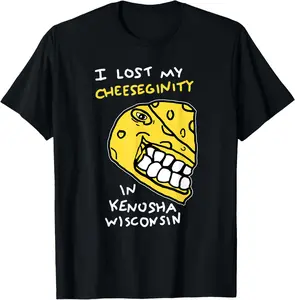 I Lost My Cheeseginity In Kenosha Wisconsin, Meme Funny T-Shirt Pure Cotton Graphic Tees Menswear Top: Gifts for Men & Women