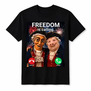 Premium Soft Cotton Unisex Freedom Is Calling Colonial Founding Fathers USA Crew Neck Graphic Print T-Shirt 4th Of July summerwins Sports & Outdoors Patriotic Independence Day Outdoor BBQ Gift Tee