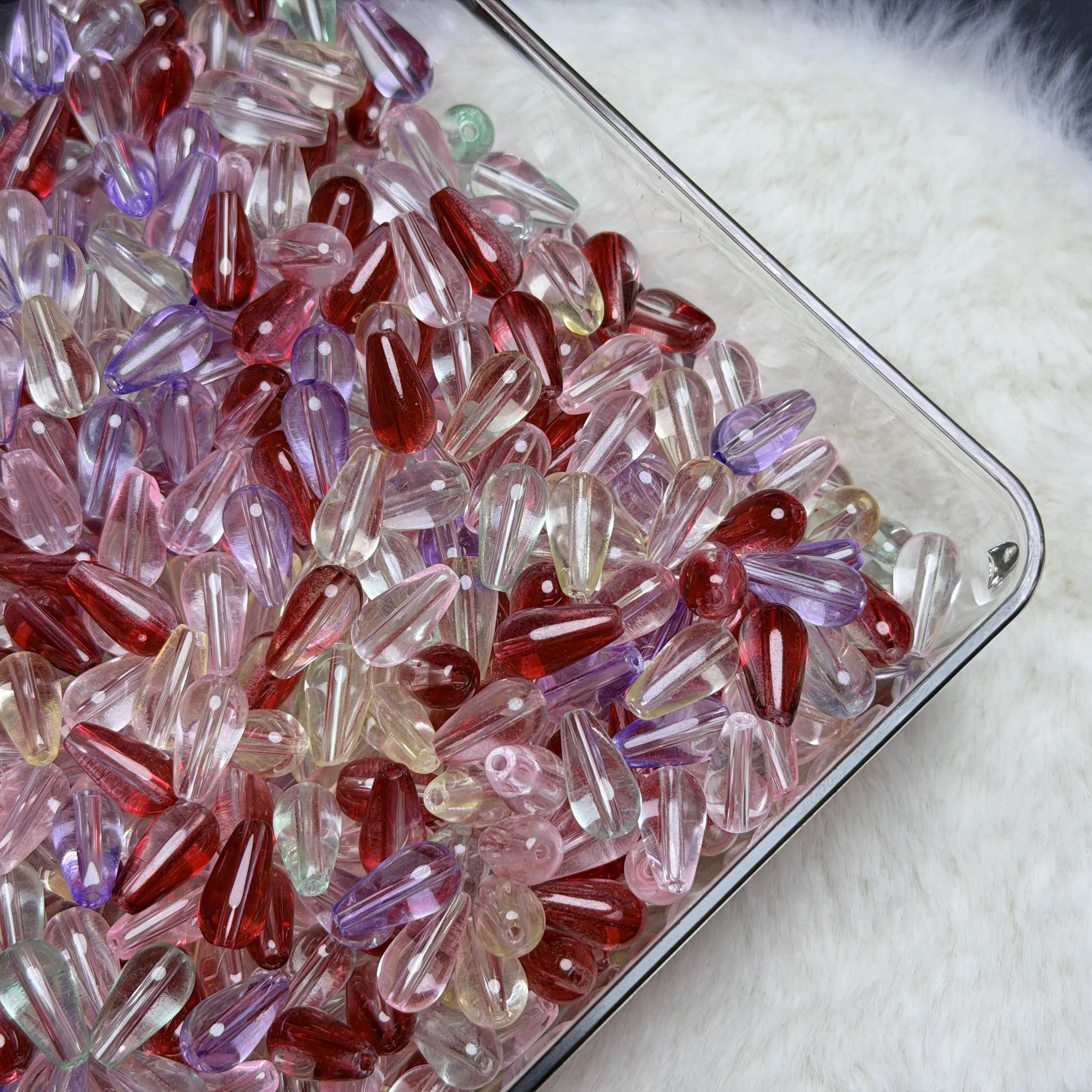 【A238】Mixed Color Teardrop Glass Beads 75ml