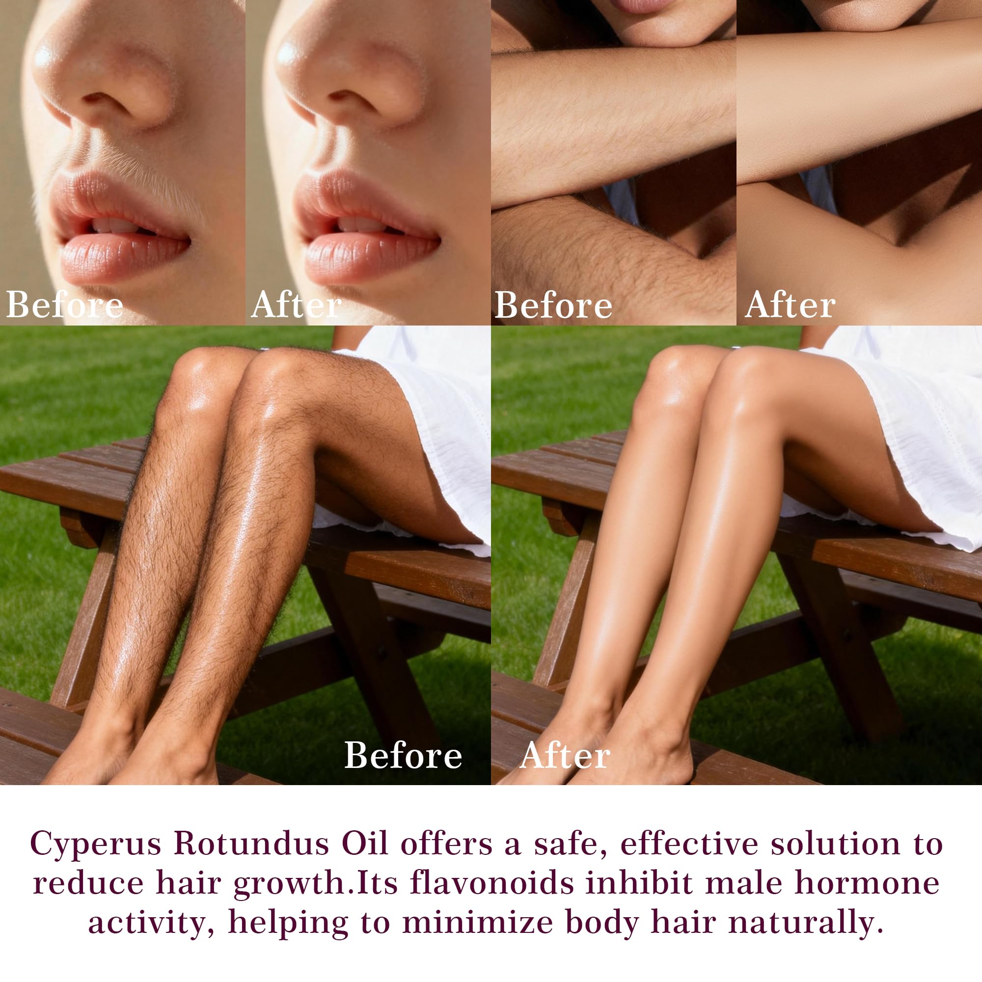 Cyperus Rotundus Oil Hair Removal Roll-On Essence, Natural Cyprus Cypress Rotundus Oil for Hair Removal, Reduces Unwanted Hair Growth, Soothes Skin & Minimizes Pores for All Skin Types